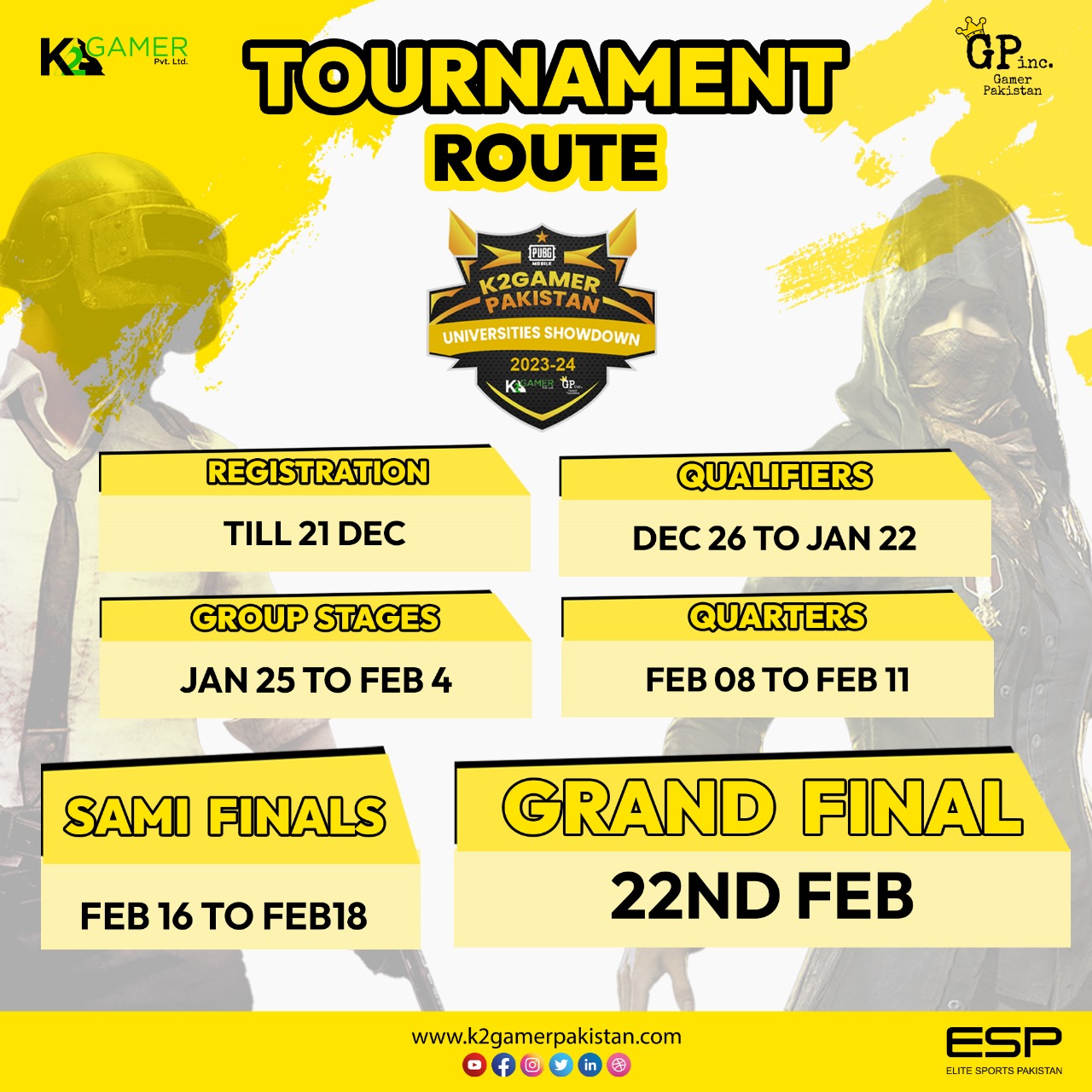 K2 Gamer University shutdown 2023-24 Tournament Route