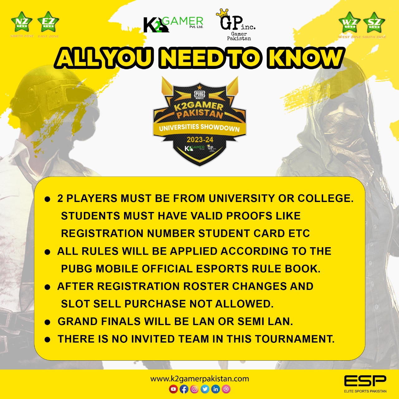 All you need to know about PubgM K2 Gamers Pakistan Universities Showdown 2023-24.